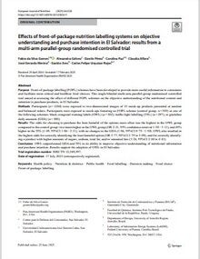 Article: Effects of front-of-package nutrition labelling systems on objective understanding and purchase intention in El Salvador: results from a multi-arm parallel-group randomised controlled trial