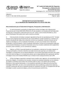 Anteproyecto del Plan Estratégico de la Organización Panamericana de la Salud 2026-2031