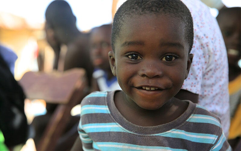 Boy smiling recently vaccinated